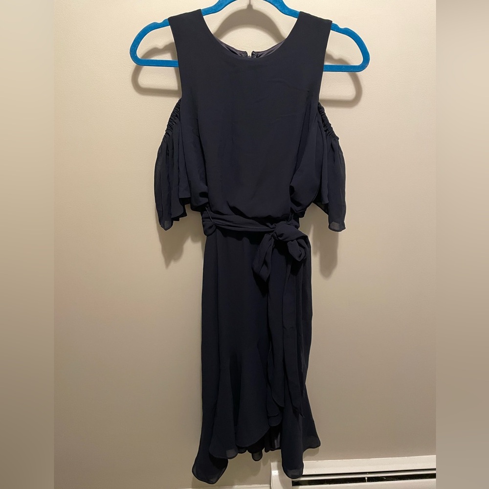 Eliza J Navy High-low Cold Shoulder Dress